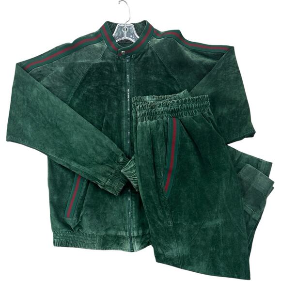 Dapper Dan VTG Authentic 90s Suede Leather Jacket Set SZ XL - Picture 1 of 10